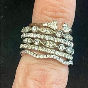 Dazzling Silver Crystal Ring Set